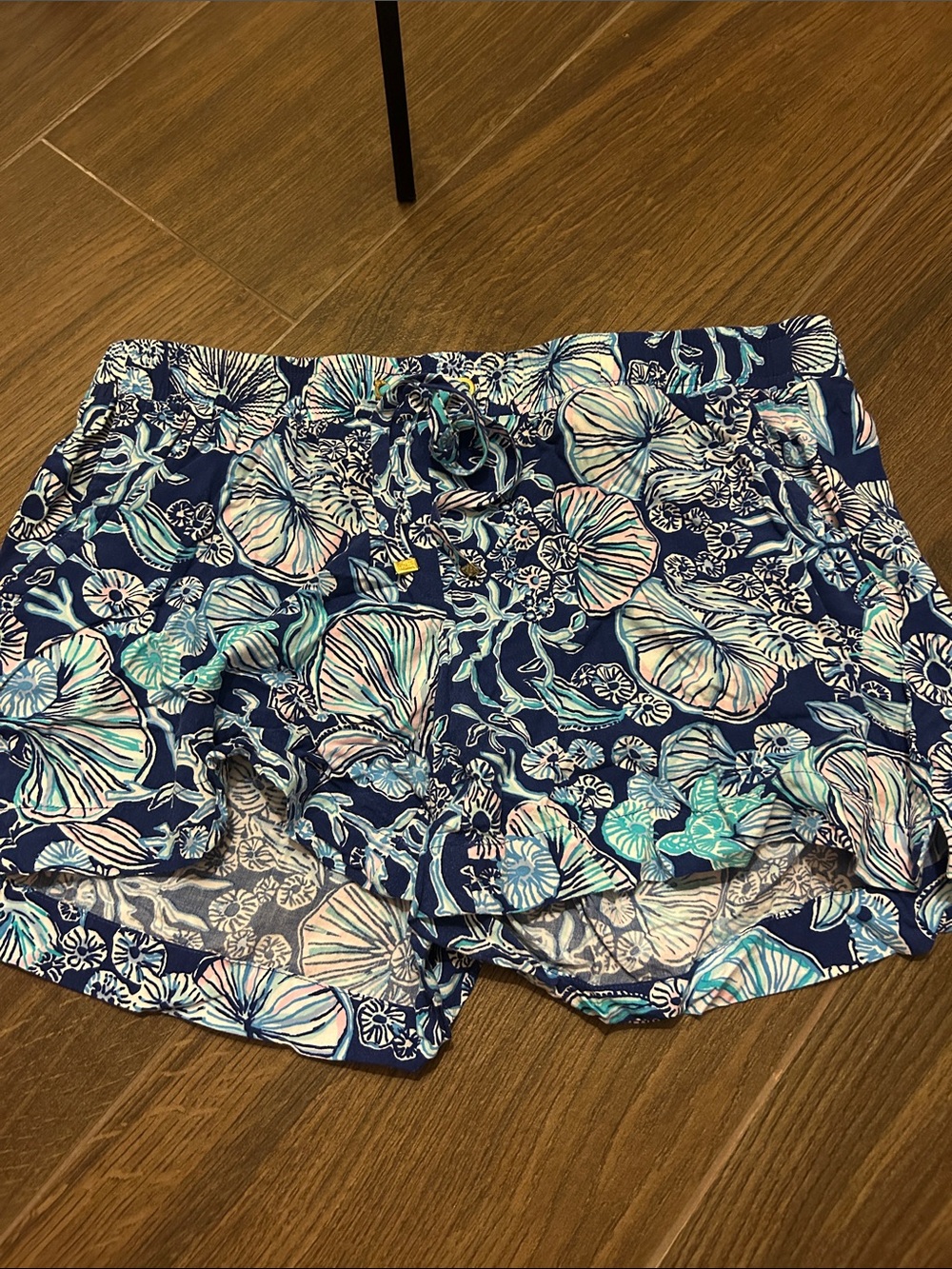 Lilly Pulitzer Navy Floral Drawstring Athletic Shorts